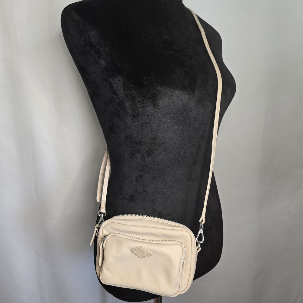 MZ Wallace Beige Mini Crossbody Wristlet Bag